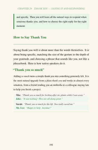 Text page from a book on how to say thank you effectively